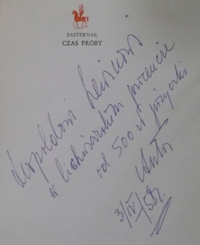 Pasternak Leon-Czas próby 1957 autograf
